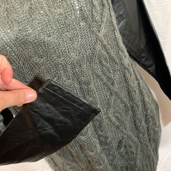 Noisy May Grey Knit Sweater with Faux Leather - Picture 4 of 8